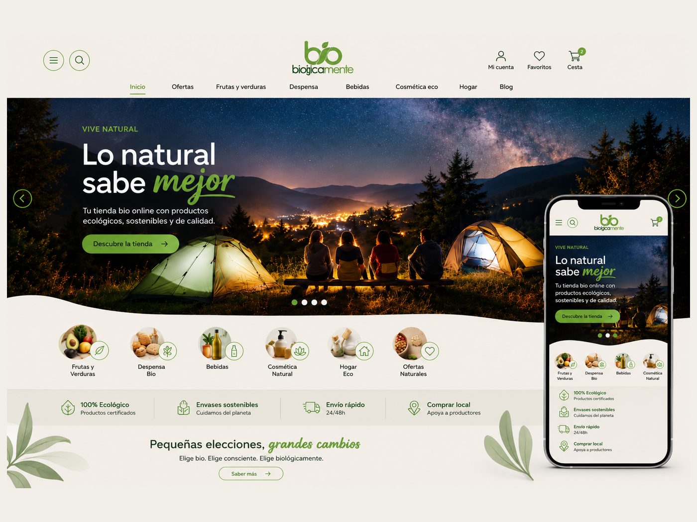 Home del site Bio Lógicamente con imagen de naturaleza a pantalla completa