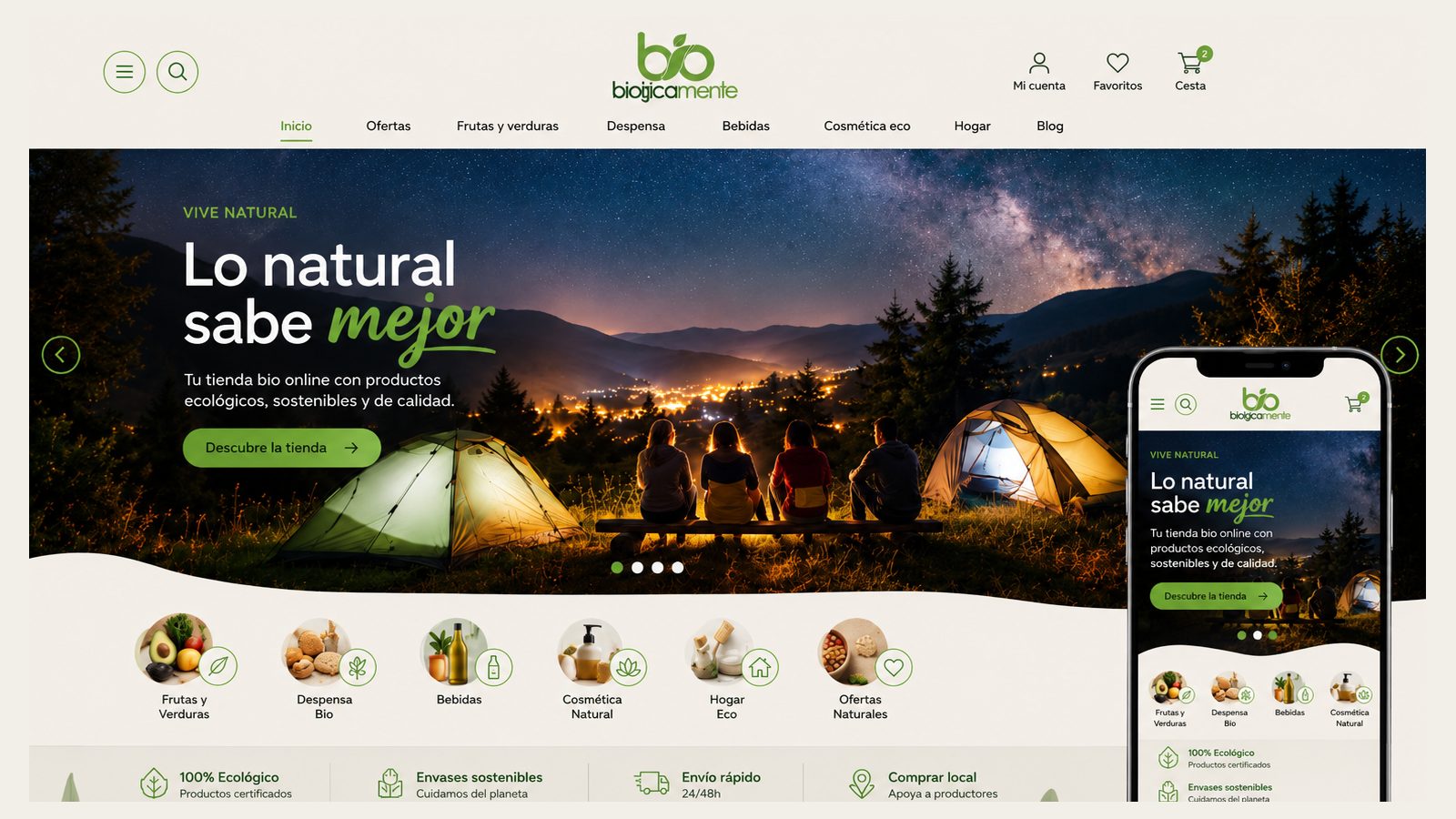 Home del site Bio Lógicamente con imagen de naturaleza a pantalla completa