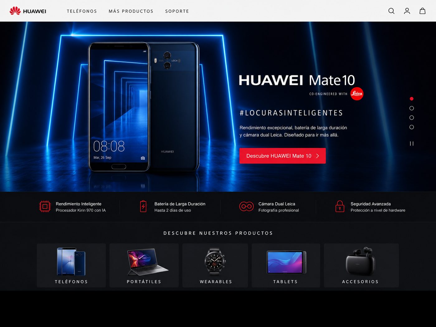 Home del ecommerce de Huawei España con el lanzamiento del Mate 10
