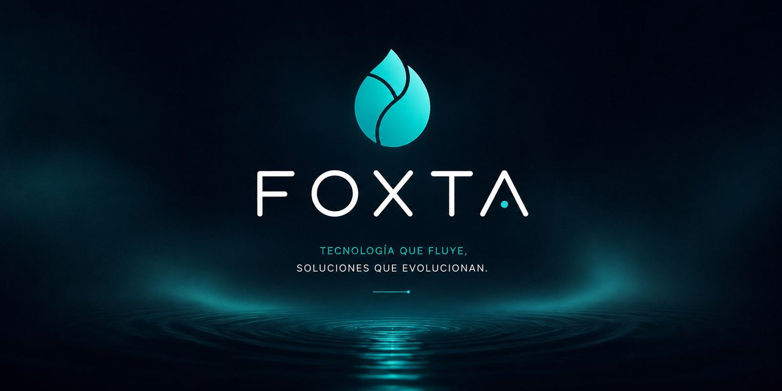 Lámina de identidad de Foxta con símbolo de gota turquesa y aplicaciones